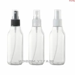 Beauty Mission 100ml زجاجة رذاذ بلاستيكية مربعة مربعة صافية ، زجاجات سفر عطر قابلة لإعادة الملء ، 100 سم قابلة لإعادة الملء.