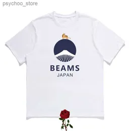 Erkek Tişörtler Yüksek kaliteli hayvan montajı baskı kirişleri T-shirts Erkekler Kadın Gündelik gevşek yuvarlak boyun kısa kol ışınları Japonya Üst Tees Q240130