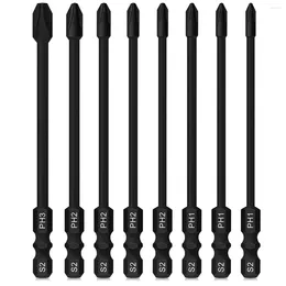 8Pcs Cross Screwdriver Bits 100mm Phillips Impact Drill Bit 1/4 Inch Hex Shank Magnetic Set