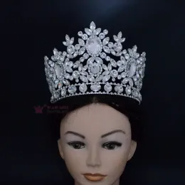 Joias luxuosas com strass, tiaras para desfile, coroas completas, redondas, joias da moda, acessórios para cabelo para mulheres de beleza mo260