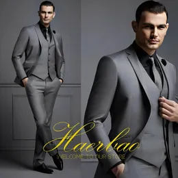 Business Men's Suit 3 -cece Set Pants Kamizelka Wedding Groom Tuxedo Formal Caeue Ubrania Slim Fit Blazer 240125