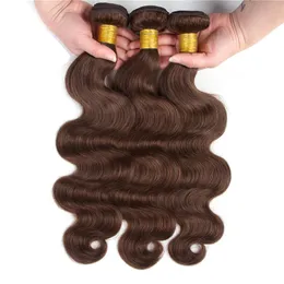 Brasileiro humano remy cabelo virgem onda do corpo tece marrom escuro 2 #100g/pacote tramas duplas 3 pacotes/lote