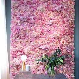 40x60cm Seide Rose Blume Champagner Künstliche Blume für Hochzeitsdekoration Blumenwandpaneele Romantische Hochzeit Hintergrund Dekor T20231g