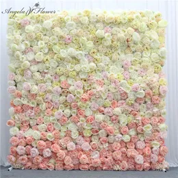 Advanced custom gradient change flower wall panel 3D backdrop wedding party el event decor peony rose artificial flower wall T2300F