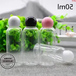 100pcs/lot 50ml küresel kapak şişeleri, ilaç plastik kozmetik ambalaj, yeniden doldurulabilir şişeler omwux