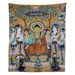 Tapestries Dunhuang Mural Painting Buddha Surrounded By Bodhisattvas Mogao Caves Tapestry Ho Me Lili For Livingroom Wall Decor