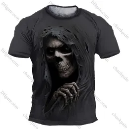 Vintage Grim Reaper T-Shirt 3D-Heavy-Metal-Schädel-T-Shirts für Männer Grafik-T-Shirts Kurzarm Punk Rock Top T-Shirt Herrenbekleidung