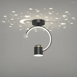 천장 조명 LED 라이트 라이트 실내 프로젝터 스타 달 장식 라운드 플러시 마운트 마운트 램프 3 라이트 모드 룸 피팅