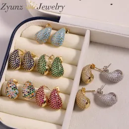 5 Pairs design fashion jewelry 18K gold plated colorful zircon water drop earrings Luxury womens evening party gift 240123