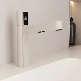 Rubinetti per lavandino del bagno Display digitale multifunzionale Rubinetto estraibile per lavabo Rubinetto per tavolo con acqua fredda e miscelata per uso domestico