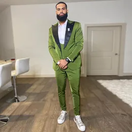 Green One Button Wedding Tuxedos Slip Fit Mens Sumens Abiti 3 pezzi Set di blazer a bassatro a rossaspite Abito formale con giubbotto e pantaloni 326 326 326 326