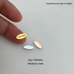 Minchas 50pcs 12x5mm mini placas de metal oval sem orifício a laser orto -ova