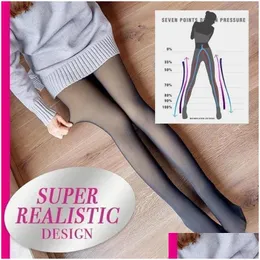 Calzini sportivi invernali caldi collant da donna super elastici neri slim per la moda casual Plus Veet collant spessi 2021 consegna di goccia all'aperto Otd31