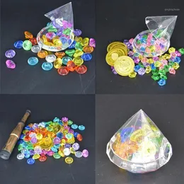 Treasure Hunting Box Children Treasure Box Retro Plastic Toy Gold Coins and Pirate Gems Home Decor Birthday1230g