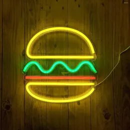 Luci notturne Hamburger Luce al neon Insegna per festa Matrimonio Compleanno Fast Food Negozio Ristorante Appeso a parete Decorazione domestica a LED