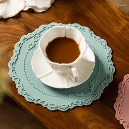 Masa Paspasları Dantel Silikon Coaster Placemat Rölyef Alt kaymaz dekorasyon mat mutfak aksesuarları yuvarlak fincan sofra ped