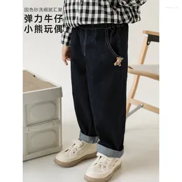 ズボン子供のゆるいハンサムなカジュアルジーンズ春秋のベアボーイズの大きなポケットパンツ