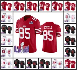 San Francisco'49ers''men 85 George Kittle 23 Christian McCaffrey 13 Brock Purdy 97 Nick Bosa Women Youth 2024 Super''Bowl''iii Vapor Huse Jersey