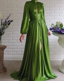 Kadınlar için zarif balo elbiseleri aline katı moda bel yüksek boyun salıncak uzun kollu vestidos akşam partisi maxi elbise kadın 24030