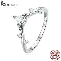 Ringar Bamoer 925 Sterling Silver Rattan Waterdrop Formed Zircon Ring Vine Finger Ring for Women Exquisite Fine SMEEXKE BSR308