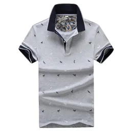 Herrpolos tryckt skjorta tecknad bomull kort ärm stativ krage manlig stor storlek tee m-4xl