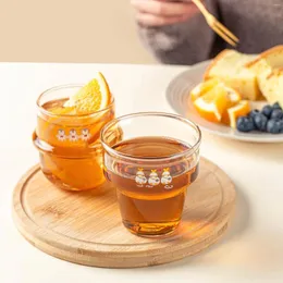 Vinglas 250 ml Glass Cup Cartoon Style Transparant kaffemjölksaft Högbeständig muggar Matsal Whisky Drinkware