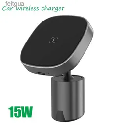 Cell Phone Mounts Holders 15W Car Wireless Charger for Iphone 13 12 Pro Max Mini Macsafe Aluminum Alloy Magnetic Car Phone Charger Holder Magsafe Stand YQ240130