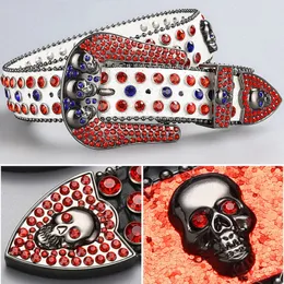 Dark Skull Rhinestone Inkrustowany Pasek Kobiet Klamyka igła pełna diamentowych cekin