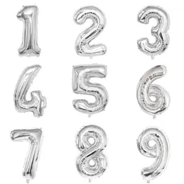 Party Decoration 32Inch Silver Folie Number Balloon First Baby Girl Kids Birthday Decorations 1st 1 2 3 4 5 6 7 8 9 10 30 40 Years 259i