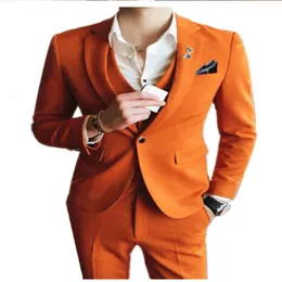 Costume Homme Mariage Suits Fashion Mens Boutique Business Male Wedding Groom Dress Blazer 3 PCS JacketPantsVest 240123