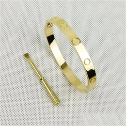 Projektant mody Bangle Bracelets Titanium Steel Screw Sier Rose Gold Substriver Diamond Luksusowy klasyczny biżuteria Bransoletka męska OTQPL