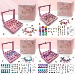 Beads Charms Bracelet Make Kit, ювелирные бусинки подвесные змеиные колье, подарочная коробка DIY браслет бусинки для украшения наборов