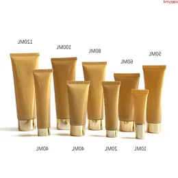 10ml 15ml 20ml 40ml 50ml 60ml 80ml 100ml Plastic Yellow Soft Bottle Gold Empty Cosmetic Cream Tube Lotion Squeeze Containerbest qualtit Mrjc