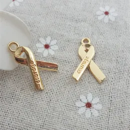 Charms 50 pz/lotto 14*22mm colore oro Aiuta ad aumentare la consapevolezza dell'AIDS e dell'HIV Nastro rosso ciondolo con ciondolo lettering Coraggio accessori fai da te