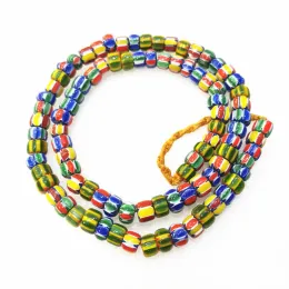 Halsband TSB0008 Nepal Hand Colorful Safron Lampwork Pärlor Strand Antiked Trade Beded Halsband