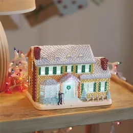 Dekoracje świąteczne wakacje oświetlone Dekoracja budynku wioski do domu Świecający mały dom Kreatywny prezent226p
