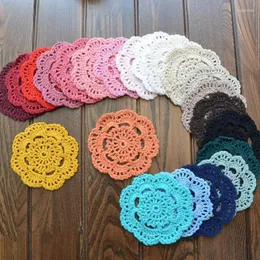 Tapetes de mesa retrô de crochê, 10cm, redondo, artesanal, mori, doilies, copo, adereços de tiro, flor, abajur, 12 peças, atacado