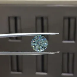 Lucite 2 karat 8mm runda briljant snitt blå lös moissanit diamant test förbi VVS1 moissanite stenpärlor för ringar smycken tillverkning