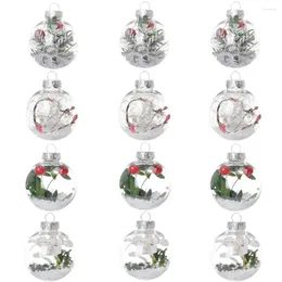 Party-Dekoration, 12 Stück, 6 cm, Weihnachtskugeln, Anhänger, Dekorationen, kreative transparente PET, befüllbare hängende Ornamente, Weihnachten, Zuhause