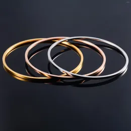 Bangle Women minimalistiska rostfritt stål slätt för damer enkla armband smycken tillbehör manschett ring armband gåva 2mm bred