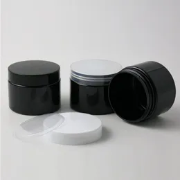 20 x 150g 5oz de jarra de plástico preto com jarros cosméticos de tampa