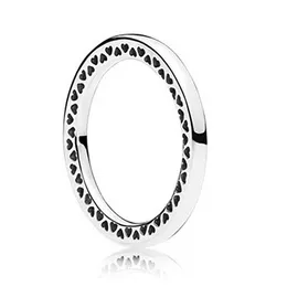 علامة تجارية جديدة 925 Sterling Silver Classic Circle Heart Hollow Ring for Women Wedding Rings Jewelry 195V