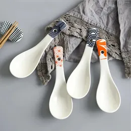 Spoons 1Pcs Ceramic Spoon Multi-Function Glaze Porcelain Japanese Scoop Porridge Soup Tableware Restaurant Household Kitchenware