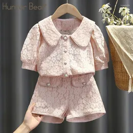 Kleidungssets Humor Bär Mädchen Sommer Puppenkragen Spitze Kleine Kleidung Outfit Kinder Kinder Anzug 2-6Yrs