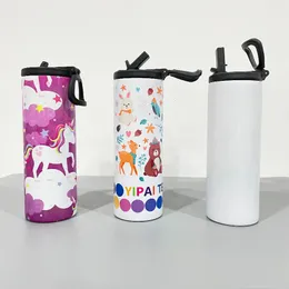 Partihandel 20oz Flip Top Sports Skinny Straight SubliMation Blanks Water Bottle Portable Rostfritt stål Vakuumisolerat kaffestresor Tumbler för DIY -tryckning