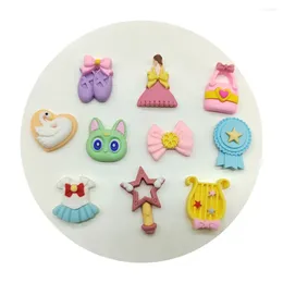 장식용 꽃 20/50/100pcs 혼합 수지 만화 공주 마법 스틱 보우 노트 플랫 백 카보콘 스크랩북 Kawaii DIY 장식