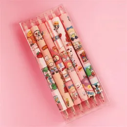 6pcs/set cartoon press gel pen 학생들은 포인트 수성 검은 색 0.5 시그니처 학용품을 사용합니다.