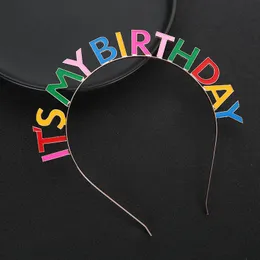 Festa de aniversário bandana seu meu aniversário caiu óleo arco-íris aniversário headbands coroa cabeça 11 cores atacado