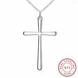 Pendant Necklaces Lekani Arrival Cool Girl Simple Cross 925 Sterling Silver Fine Jewelry Clavicle Chain N425257T