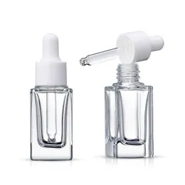 Clear Square Glass Droper Bottle Essential Oil Parfume Bottle 15 ml med vit/svart/guld/silverlock Kormw Jlakw
